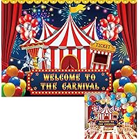 8x6ft Carnival Circus Party Backdrop Decor Circus Tent Carousel Ticket Booth Background Child Kid Boy Baby 1st Birthday Carnival Banner Photo Props Supplies