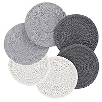 Accmor Braided Coasters for Drinks 6 Packs, Round Handmade Fabric Woven Desk Coasters, Absorbent Cotton Cup Coasters Heat-Resistant Hot Pads Mats for Table Protection Insulation.
