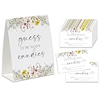 Wildflower Guess How Many Candies Game (1 Standing Sign + 50 Guess Cards), Baby in Bloom Candies Baby Shower Game, Baby Shower Game Ideas-GHMC02
