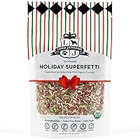 Holiday SuperFetti Dog Sprinkles 3oz - Red & Green, Organic Food Topper Made from Coconut, Treat