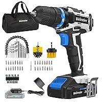 Bielmeier 62 PCS 20V MAX Cordless Drill Set, Drill kit with Lithium-Ion and charger,3/8 inches Keyless Chuck, Electric Drill with 2-variable speed switch LED Drill 2 pcs Brush and 58pcs Drill Bits