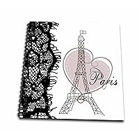 3dRose db_162268_2 Paris Eiffel Tower with Heart and Black Lace Memory Book, 12 by 12-Inch
