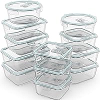 24 Pc Airtight Glass Food Storage Containers - Glass Meal Prep Containers - Freezer to Oven Safe - Steam Release Valve BPA/PVC Free - Airtight Glass Bento Boxes - Leak Proof (12 lids & 12 Containers)