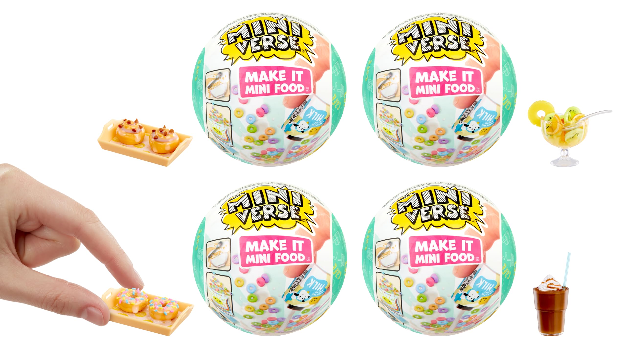 MGA's Miniverse Make It Mini Food Cafe Series 1 Breakfast Shop Bundle (4 Pack) Mini Collectibles, Blind Packaging, DIY, Resin Play, Replica Food, NOT Edible, Collectors, 8+