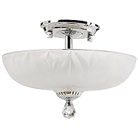 Mansfield Collection 3 Light Chrome Finish and Frosted Crystal Bowl Flush Semi Mount Ceiling Light 12