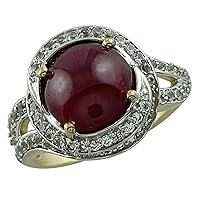 Carillon Stunning Ruby Gf Round Shape 10MM Natural Earth Mined Gemstone 10K Yellow Gold Ring Wedding Jewelry for Women & Men