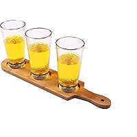2.7 inches Dia Base Beer Tasting Flight Set Wine Glasses Flight Boards Jars Serving Paddles (Round, 1) 3.5Wx15.5L