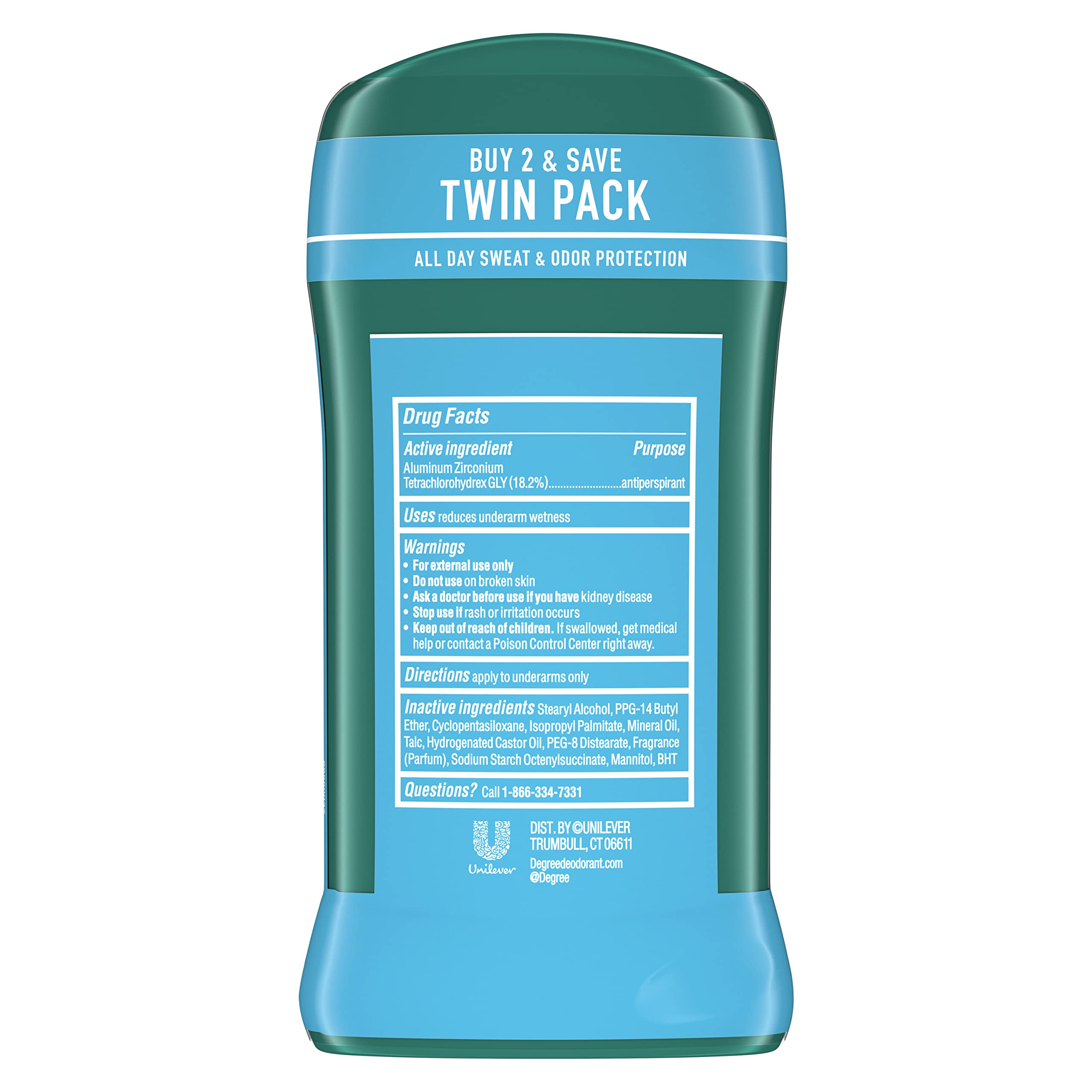 Degree Men Original Antiperspirant Deodorant 48-Hour Sweat & Odor Protection Cool Rush Antiperspirant For Men 2.7 oz Twin Pack