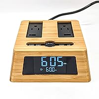 Power Hub Ultra With Sleek Alarm Clock | Redefining Charging | Charge up to 6 devices using only one wall outlet | Attractive Dependable Table Charging | Made by G.U.S of San Francisco (Bamboo)