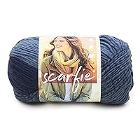 Lion Brand Yarn (1 Skein) Scarfie Bulky Yarn, Denim/Navy, 936 Foot (Pack of 1)