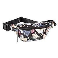 Dog Print Waist Fanny Pack Bum Belt Bag, Black Multi