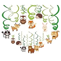 30Ct Woodland Animals Decorations,Forest Animal Decorations,Fox Hanging Swirl Ceiling Streamers Decorations for Girls,Boys,Kids Home,Classroom,Baby Shower,Office
