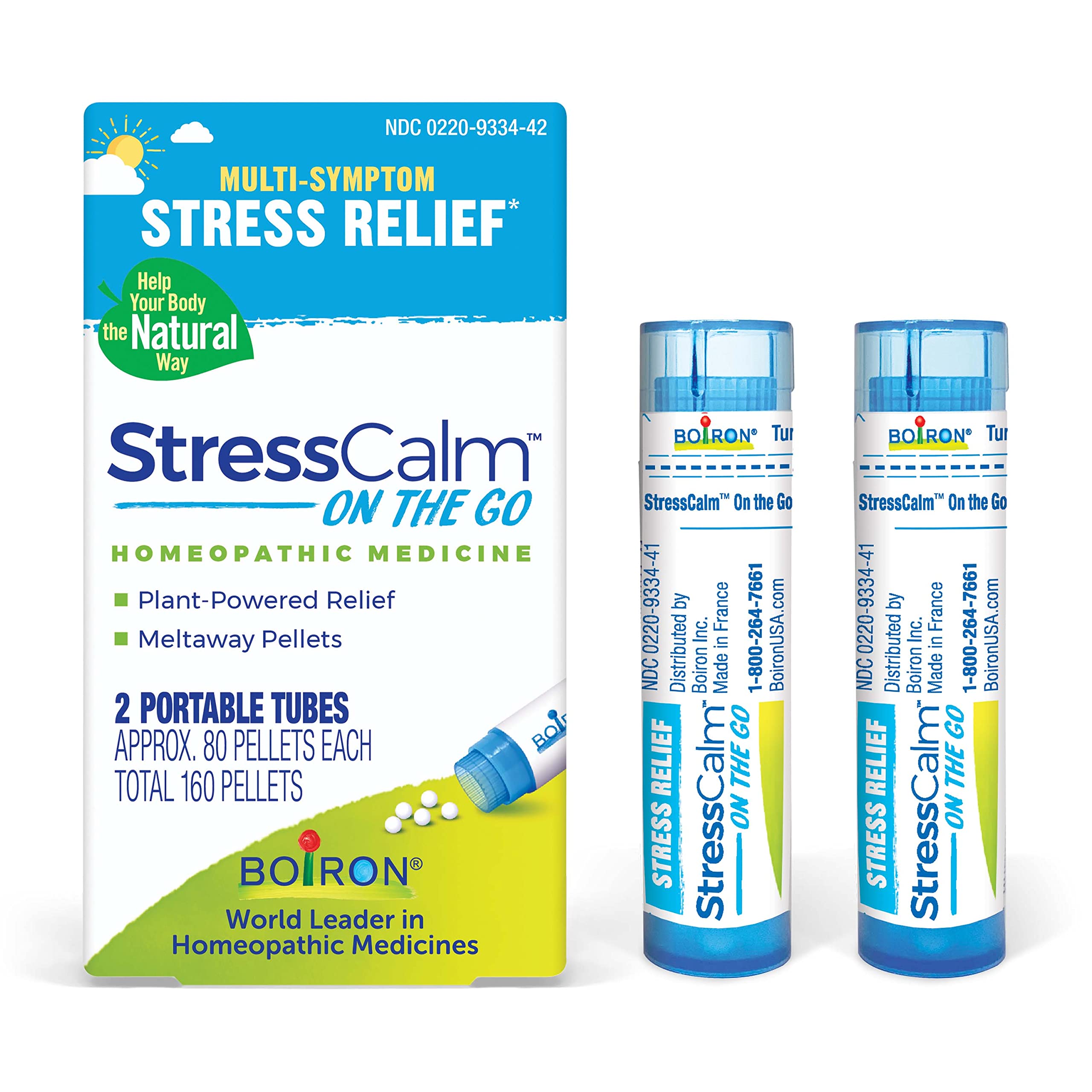 Boiron StressCalm On The Go for Relief of Stress, Anxiousness, Nervousness, Irritability, and Fatigue - 2 Count (160 Pellets)