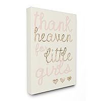 Stupell Home Décor Thank Heaven For Little Girls Sequin Oversized Stretched Canvas Wall Art, 24 x 1.5 x 30, Proudly Made in USA