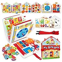 Toddler Felt Montessori Busy Book, Activity Sensory Boards Fine Motor Skill Quiet Book Car Travel Binder Autism Toys Preschool Learning Educational Gift for 3 4 5 Year Old