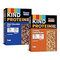 Protein Bars, Variety Pack, Dark Chocolate Nut, Crunchy Peanut Butter, Healthy Snacks, 10 count