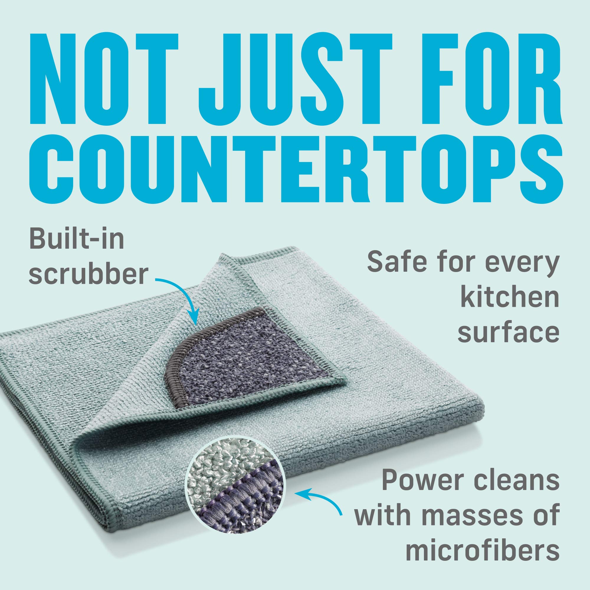E-Cloth 5-pc Kitchen Bundle, Microfiber Cleaning Cloths Set with Dish Scrubber, Ideal Spotless Cleaner for Granite, Marble, Kitchen, Sink, Dish and Stainless Steel Pot and Pans, 100 Wash Promise