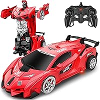 Remote Control Car, Toy for 3-8 Year Old Boys, 360° Rotating RC Deformation Robot Car Toy with LED Light, Transform Robot RC Car Age 3 4 5 6 7 8-12 Years Old for Kids, Boys Girls Birthday Gifts (Red)