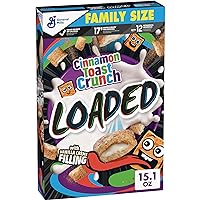 Cinnamon Toast Crunch Loaded Cereal, Cinnamon Sugar Cereal With Artificially Flavored Vanilla Crème Filling, Family Size, 15.1 oz