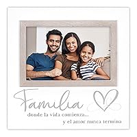 Malden International Designs 4x6 Familia Family Spanish Expressions Rustic Whitewash Picture Frame