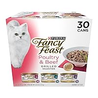 Purina Fancy Feast Grilled Wet Cat Food Poultry and Beef Collection Wet Cat Food Variety Pack - (Pack of 30) 3 oz. Cans