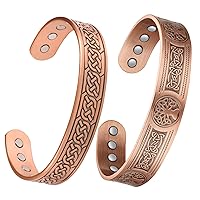 Copper Bracelets for Men for Arthritis & Joint Pain Relief, 12X Strength Wide Pure Copper Magnetic Bracelet for Men with Neodymium Magnets, Adjustable Cuff Bangle with Giftable Box