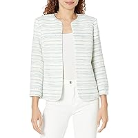 Anne Klein Women's Stripe Tweed Piped Cardigan Jacket W/Cro