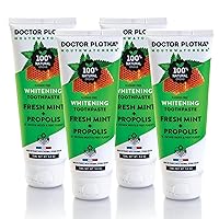 Dr Plotkas Whitening Toothpaste by Mouthwatchers | Fluoride Free Natural Toothpaste for Sensitive Teeth and Gums | Fresh Organic Mint and Organic Propolis | 4 Tubes, 3 oz Each