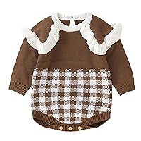 Little Girl Cropped Sweater Newborn Infant Boys Girls Long Sleeve Plaid Knitted Ruffles Sweater Baby Baby Ruffle Shorts