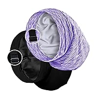 Satin Lined Sleep Cap Bonnet for Curly Hair and Braids, Stay On All Night Hair Wrap with Adjustable Strap for Women and Men, Black and Purple, Pack of 2