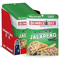 Bumble Bee Jalapeño Seasoned Tuna, 2.5 oz Pouches (Pack of 12) - Ready to Eat - Wild Caught Tuna Pouch - 14g Protein per Serving - Gluten Free