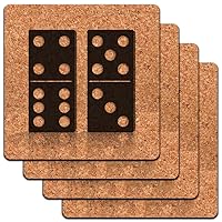 Black Dominoes Game Low Profile Cork Coaster Set