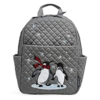 Vera Bradley Women's Cotton Small Backpack, Penguin Pair - Recycled Cotton, One Size
