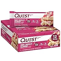 White Chocolate Raspberry Protein Bars, High Protein, Low Carb, Gluten Free, Keto Friendly, 12 Count