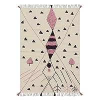 Kilim Rug 6x9 Area Rugs for Indoor Outdoor Use Beige Multicolor Cotton Rug Embroidery Washable Dhurrie Flatweave Rugs for Large Area Dining Room Living Room Hall Room Patio Doormat