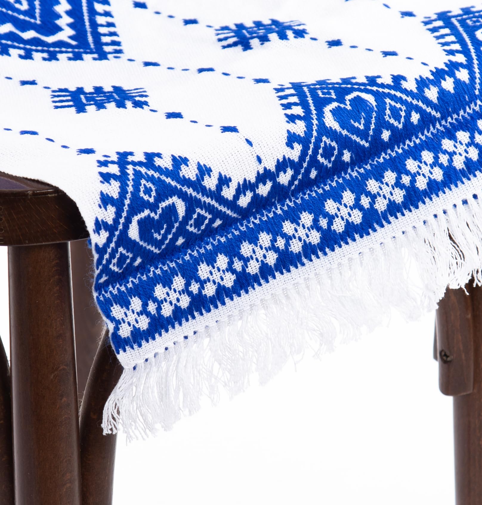 Rushnichok Ukrainian RUSHNYK Hand Embroidered Towel White Blue Wedding Decor 190 x 33 cm