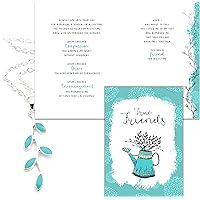 Smiling Wisdom - Friendship - Reason Season Lifetime Friend Greeting Card and Leaf Keepsake Gift Set - Women BFF (Blue Silver Vine)