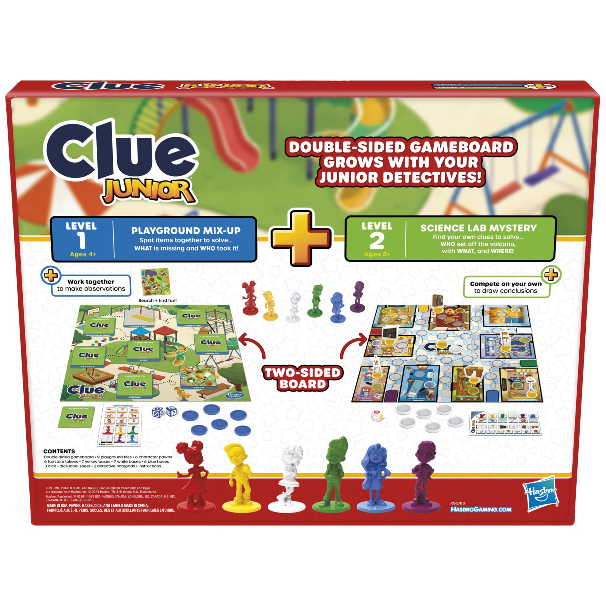 Hasbro Gaming Clue Junior Game,2-Sided Gameboard,2 Games in 1,Clue Mystery Game for Younger Kids Ages 4 and Up,Kids Games for 2 to 6 Players,Junior Games