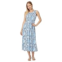 Tommy Hilfiger Women's Tiered Stripe Midi Dress, Breeze Multi