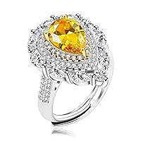 Uloveido Adjustable Platinum Plated Crystal Rings, Big Oval Cubic Zirconia Ring, Solitaire Split Shank Rings Birthstone Jewelry Gifts Y927