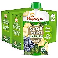 Happy Tot Organics Stage 4 Baby Food Pouches, Gluten Free, Vegan Snack, Super Bellies, Fruit & Veggie Puree, Banana, Spinach & Blueberries 4 Ounce (Pack of 16)