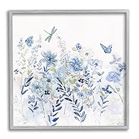 Stupell Industries Delicate Blue Floral Garden Giclee Framed Wall Art, Design by Sally Swatland
