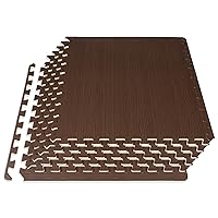 ProsourceFit Wood Grain Puzzle Mat 1/2-in, 6 EVA Foam Interlocking Floor Tiles (24SQ FT) for Secure Indoor Room Workout Flooring and Playmat, Slate Grey