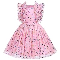 Kids Girls Confetti Birthday Princess Dress Ruffle Sleeve Boho Cake Smash Photo Shoot Outfit 3-10T