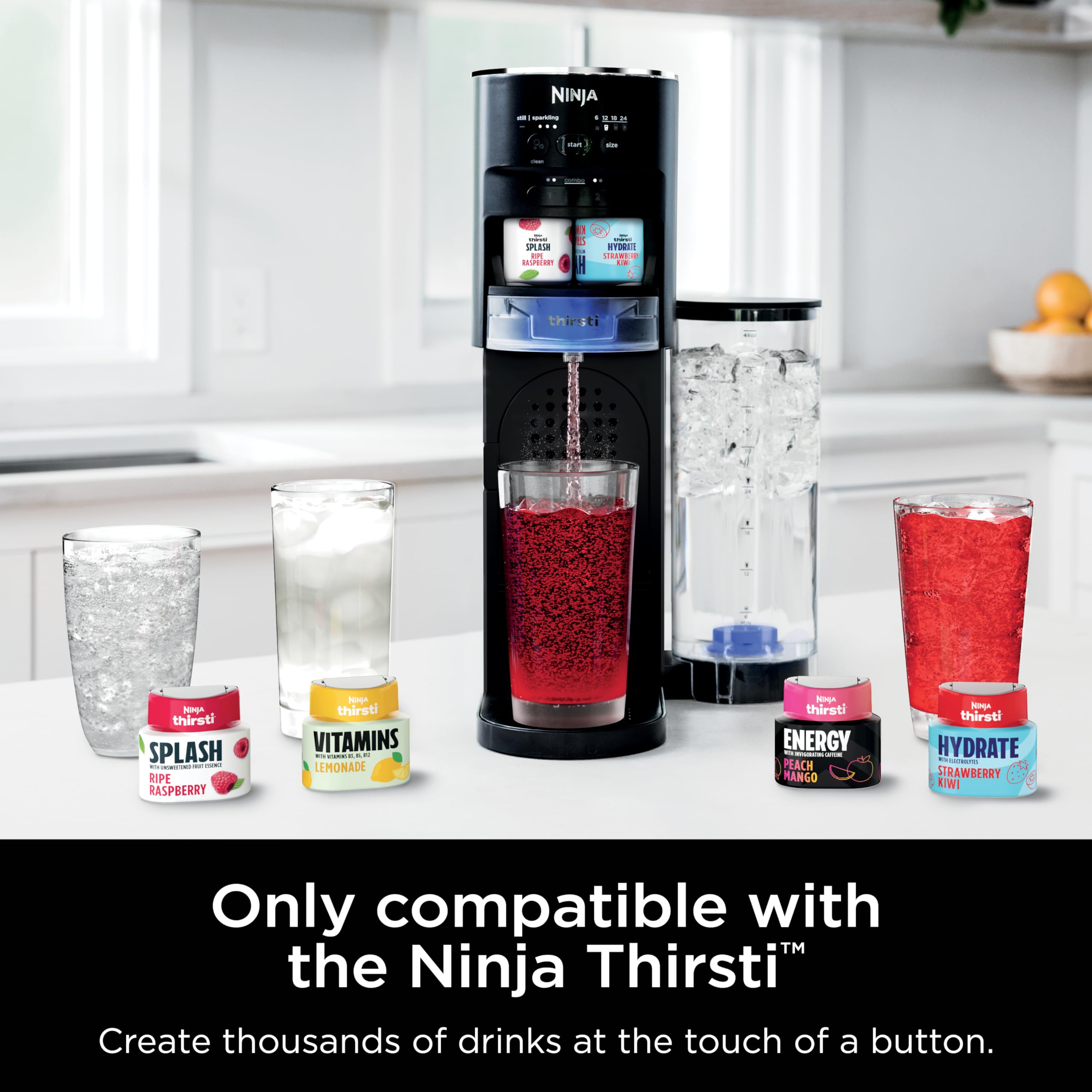 Ninja WCX01WR Thirsti 48oz Removable Water Reservoir, Black. Only Compatible with the Thirsti Drink System WC1001