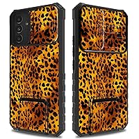 for Samsung Galaxy S24 Plus Case with Kickstand and Camera Cover Dual Layer Hard PC + Soft TPU Shock Proof Protective Phone Case for Samsung Galaxy S24 Plus 2024 - Leopard Print