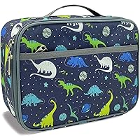 Lunch Box Kids,Insulated Lunch Box for Boys and Girls,Washable Lunch Bag and Reusable Toddler Lunch Boxes for Daycare and School Shark Camo Space Astronaut（Dinosaur Planet）