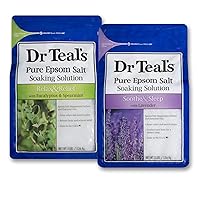 Dr Teal's Epsom Salt Bath Soaking Solution Gift Set (Eucalyptus and Lavender 2 Pack, 3lb Each) - Soothe and Sleep & Relax and Relief - Soothe Achy Muscles at Home - Pure Epsom Salts & Essential Oils