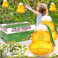 Wasp Trap Outdoor Hanging, Wasp Trap, Bee Traps Catcher, Outdoor Wasp Deterrent Killer Insect Catcher, Non-Toxic Reusable Hornet Yellow Jacket Trap Hanging (Orange, 2 Pack)