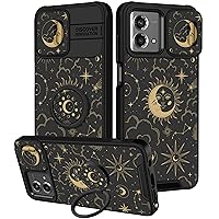 (2in1 for Moto G Stylus 5G 2023 Case Sun Moon Women Girls Cute Phone Cover Pretty Space Aesthetic Sun and Moon Stars Design with Camera Cover and Ring Stand Funda for Moto G Stylus 5G Case